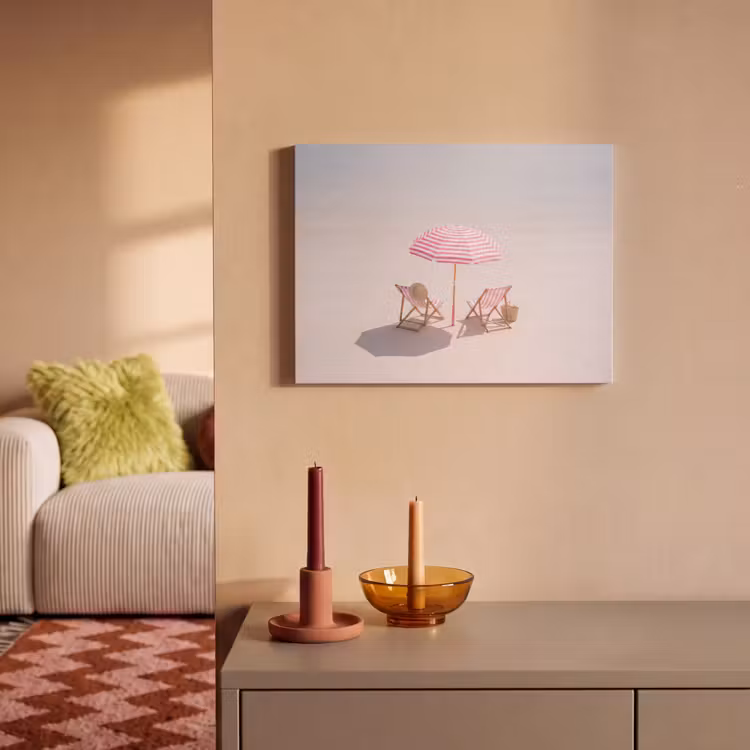 Strand - Parasol - Ligstoel - Zomer - Roze PET vilt klein -sfeer1