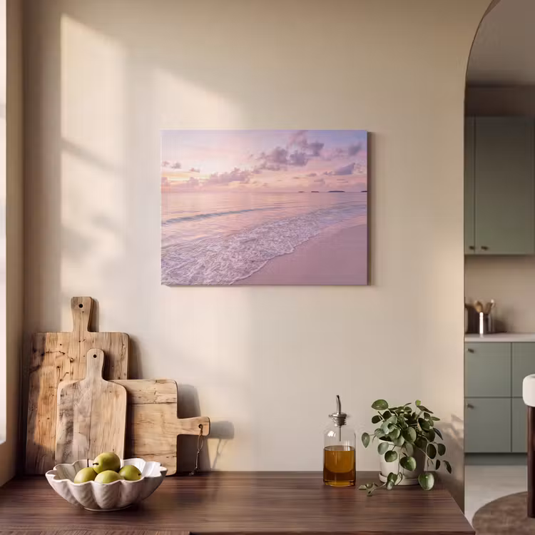 Strand - Zonsondergang - Natuur - Minimalistisch - Roze PET vilt klein -sfeer2