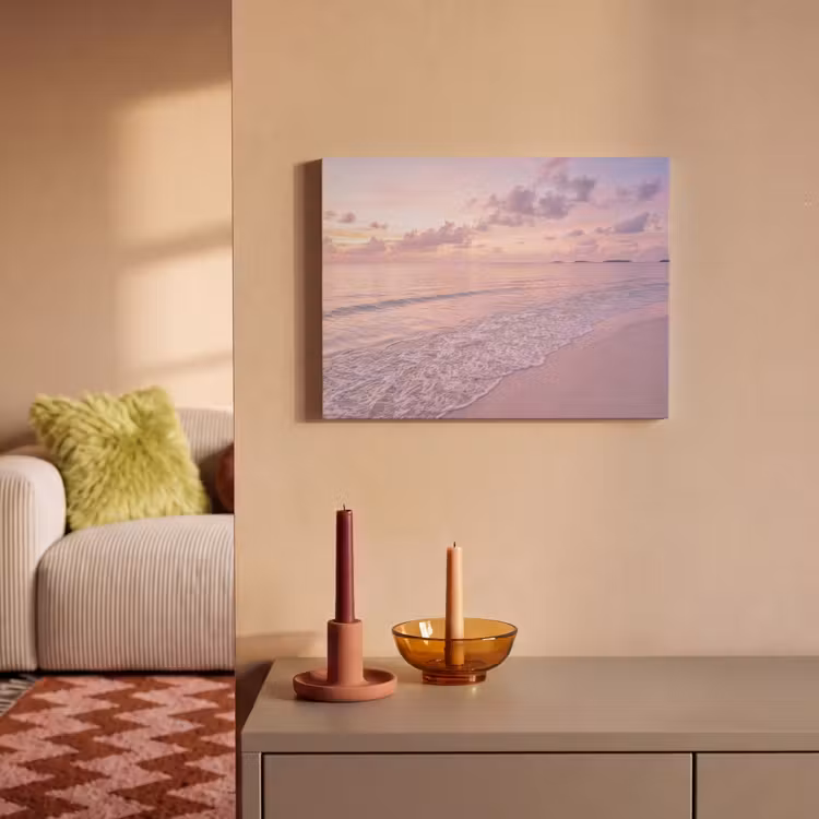 Strand - Zonsondergang - Natuur - Minimalistisch - Roze PET vilt klein -sfeer1