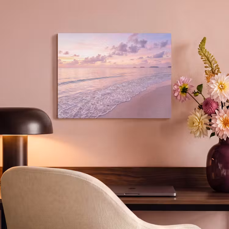 Strand - Zonsondergang - Natuur - Minimalistisch - Roze PET vilt klein -sfeer3