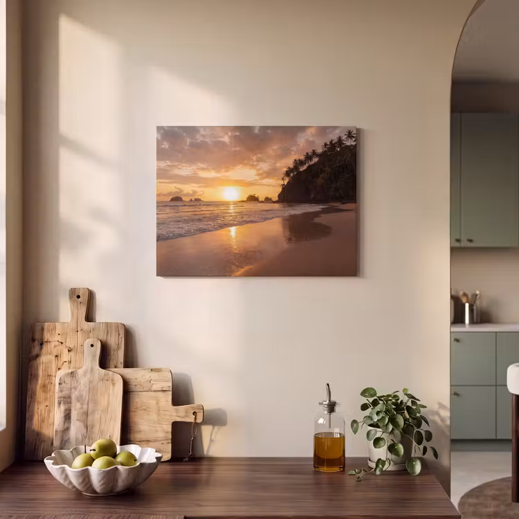 Strand - Zonsondergang - Natuur - Tropisch - Oranje PET vilt klein -sfeer2