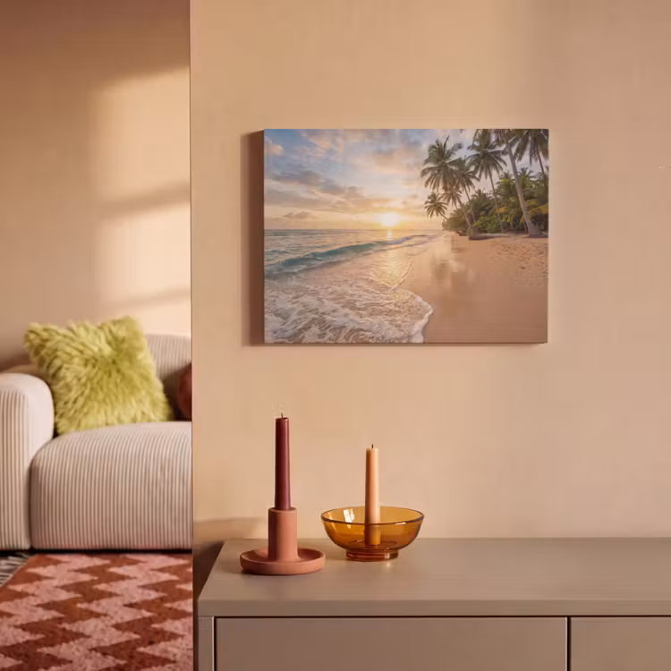 Strand - Zonsondergang - Tropisch - Natuur - Goud PET vilt klein -sfeer1