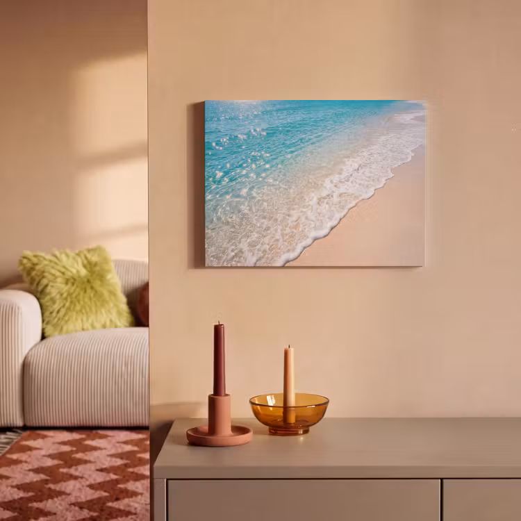 Strand - Water - Natuur - Blauw - Beige PET vilt klein -sfeer1