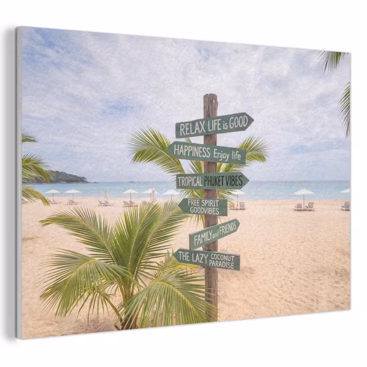 Strand - Wegwijzer - Palmen - Tropisch - Groen PET vilt klein -3d