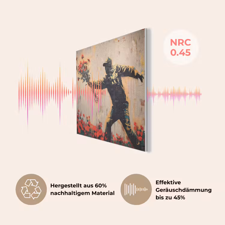 Street art - Man - Bloemen - Rood - Graffiti - Banksy PET vilt klein -USP_DE
