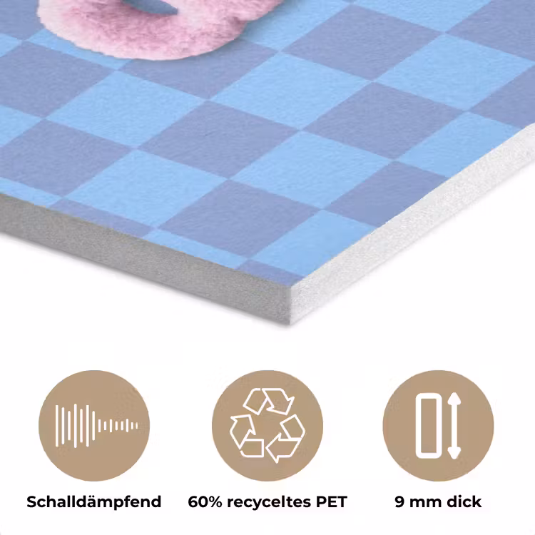 Sweet dreams - Vierkanten - Roze - Blauw PET vilt klein -closeup_DE