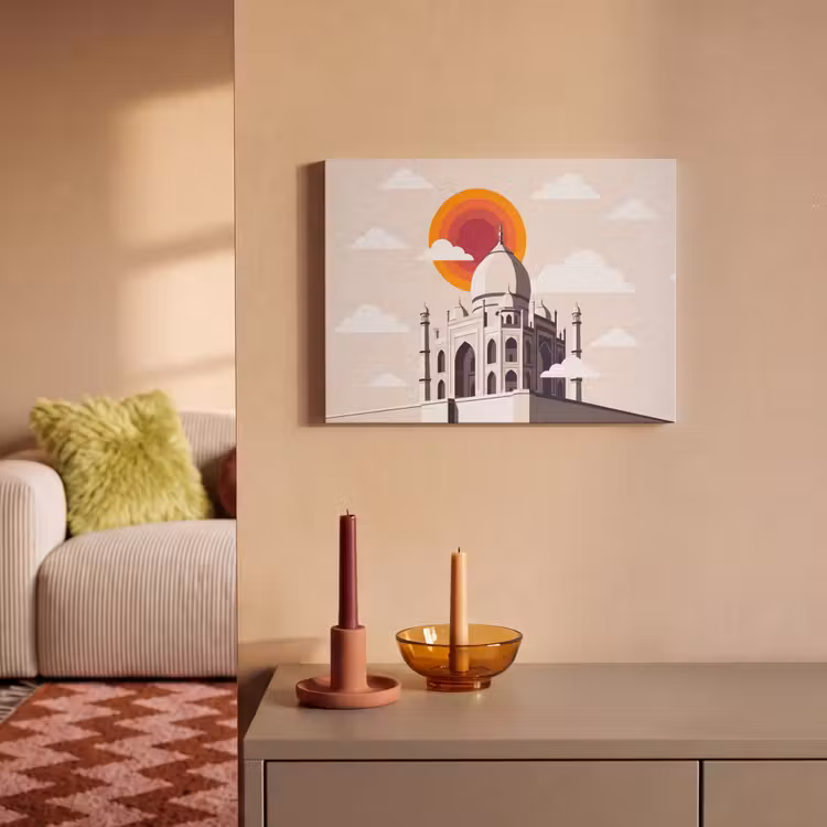 Taj Mahal - Zon - Koepel - Architectuur - India - Grafisch PET vilt klein -sfeer1