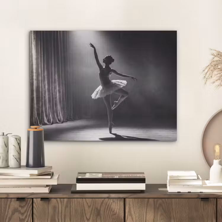 Danser - Podium - Zwart-wit - Kunst - Klassiek PET vilt klein -sfeer1