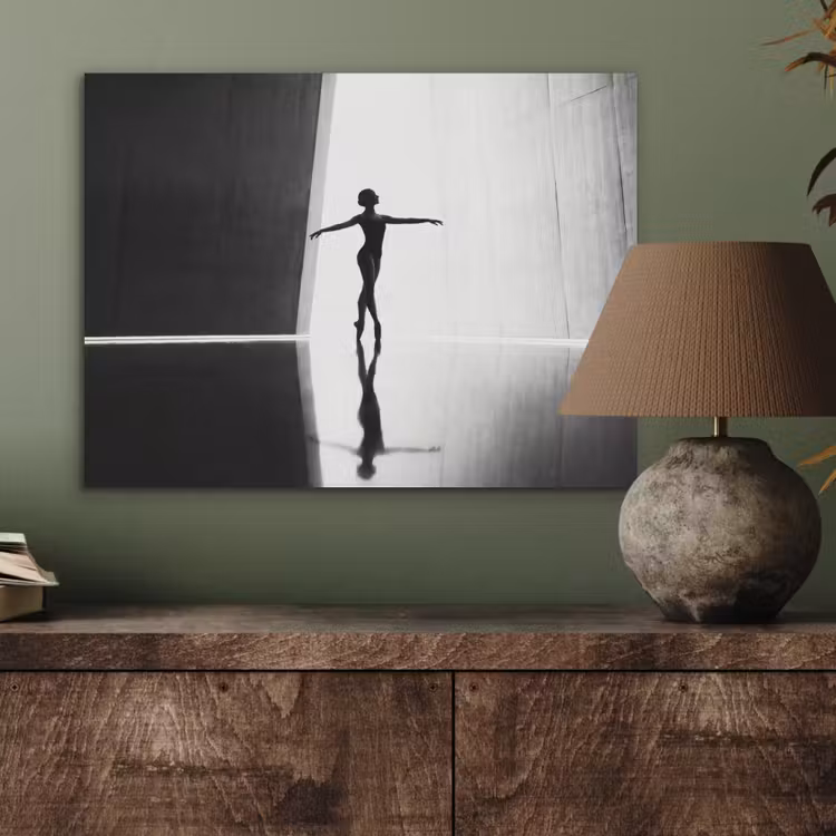 Danser - Silhouette - Kunst - Modern - Zwart-wit PET vilt klein -sfeer2