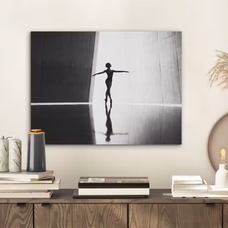 Danser - Silhouette - Kunst - Modern - Zwart-wit PET vilt klein -sfeer1