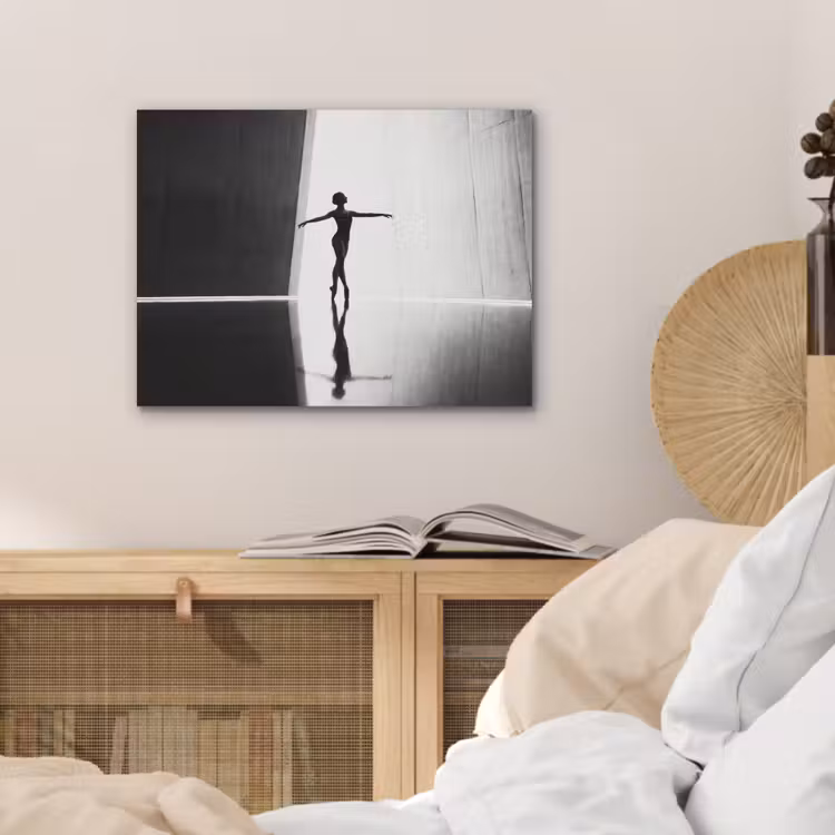 Danser - Silhouette - Kunst - Modern - Zwart-wit PET vilt klein -sfeer3