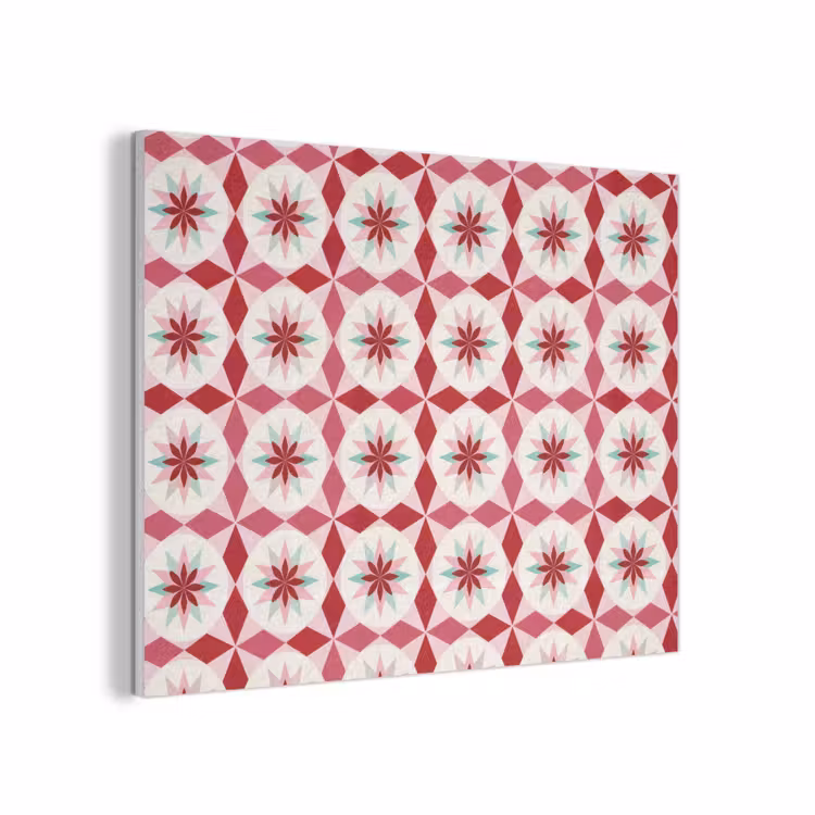 Tegelpatroon - Sterren - Retro - Roze - Mintgroen PET vilt klein 837 -3d