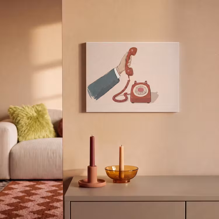 Telefoon - Hand - Vintage - Communicatie - Rood PET vilt klein -sfeer1