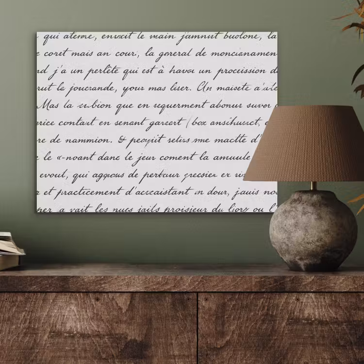 Tekst - Handschrift - Klassiek - ZwartWit PET vilt klein -sfeer2
