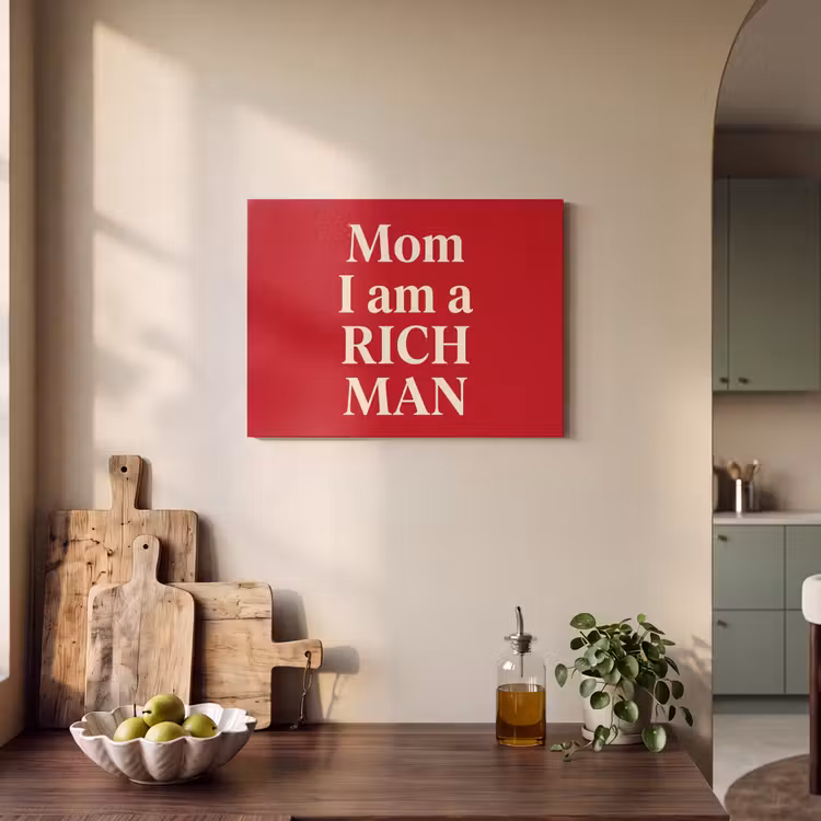 Tekst - Rijkdom - Motivatie - Rood - Modern PET vilt klein -sfeer2