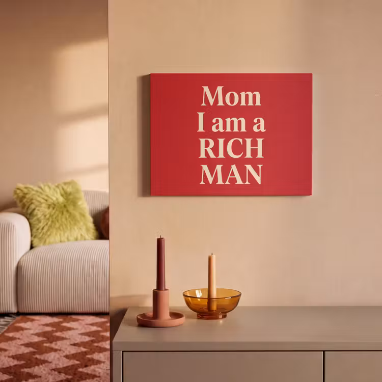 Tekst - Rijkdom - Motivatie - Rood - Modern PET vilt klein -sfeer1