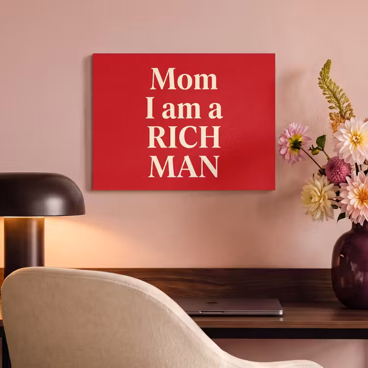 Tekst - Rijkdom - Motivatie - Rood - Modern PET vilt klein -sfeer3