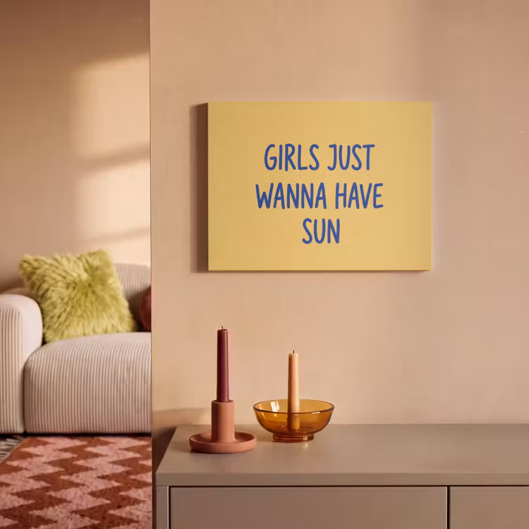 Tekst - Zon - Zomer - Modern - Geel PET vilt klein -sfeer1
