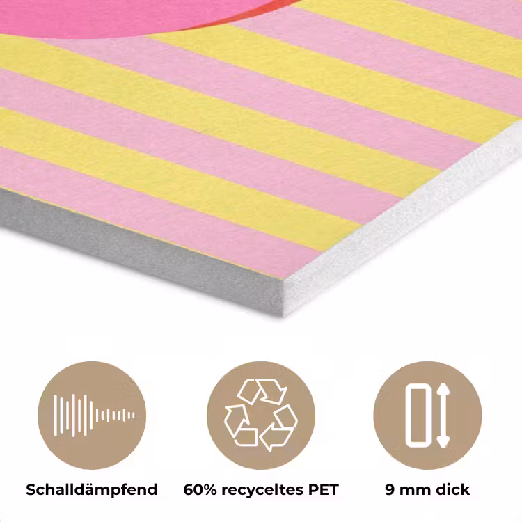 Tekst - Strepen - Roze PET vilt klein -closeup_DE