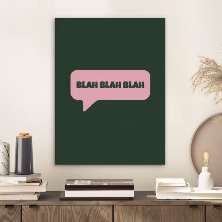 Tekstwolk - BLAH BLAH BLAH - Roze PET vilt klein -sfeer1