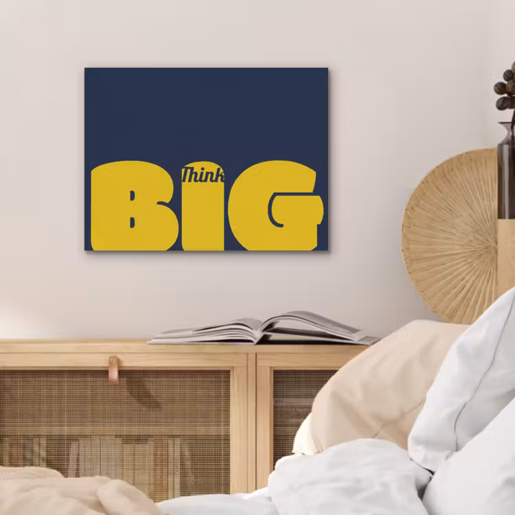 Think big - Blauw - Geel PET vilt klein -sfeer3