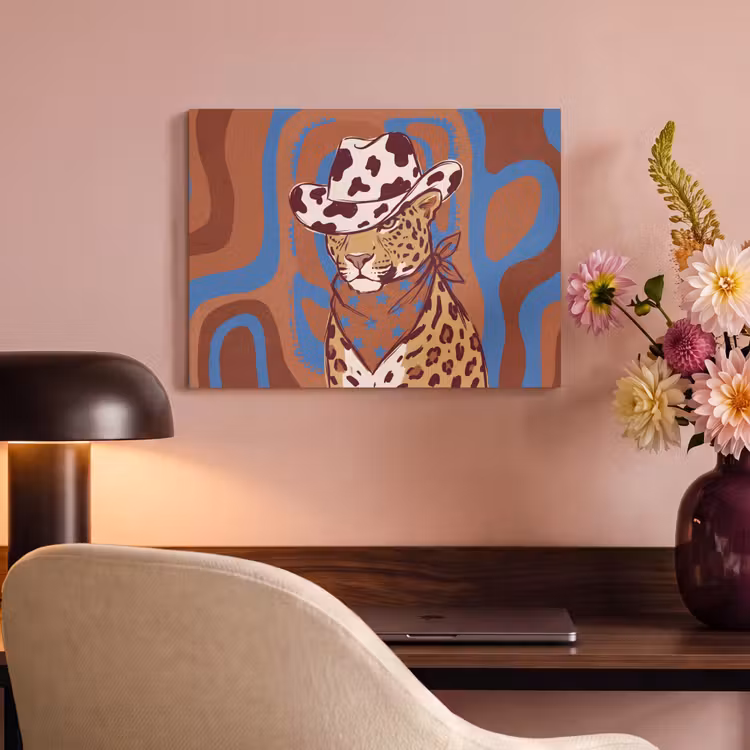 Dieren - Cowboyhoed - Modern - Illustratie - Bruin PET vilt klein -sfeer3