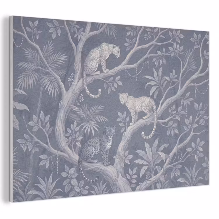Dieren - Jungle - Illustratie - Bomen - Blauw PET vilt klein -3d