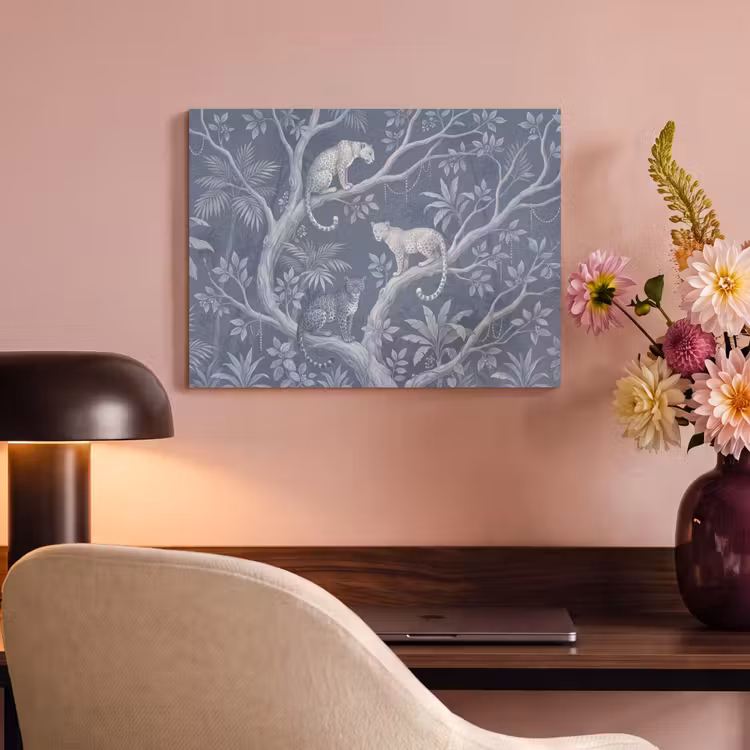 Dieren - Jungle - Illustratie - Bomen - Blauw PET vilt klein -sfeer3