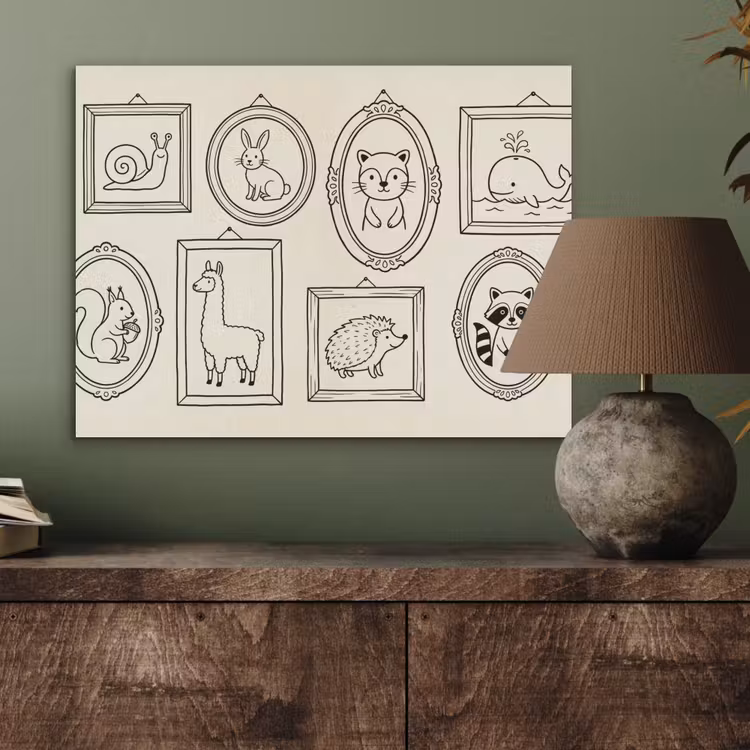 Dieren - Illustratie - Lijsten - Galerij - Speels PET vilt klein -sfeer2