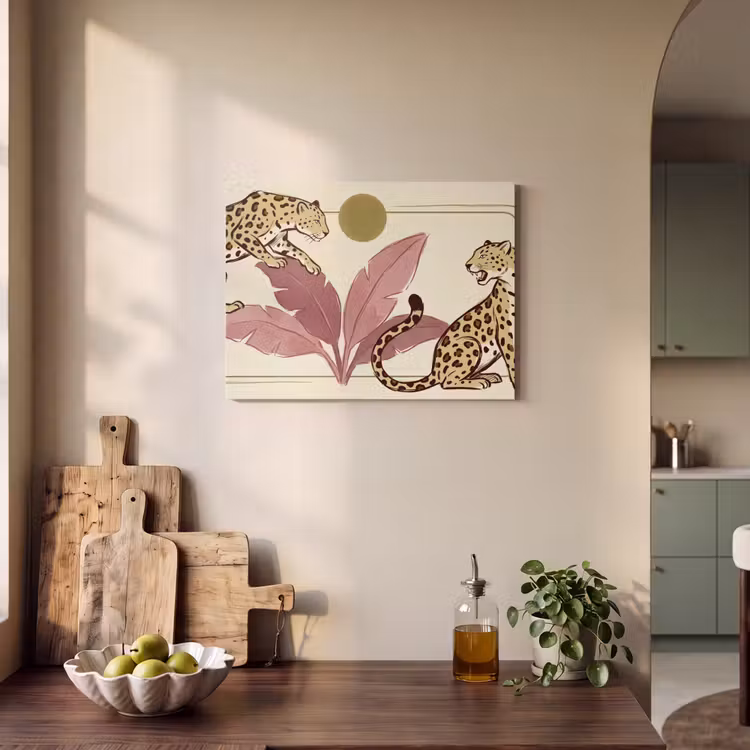 Dieren - Kat - Jungle - Illustratie - Beige PET vilt klein -sfeer2
