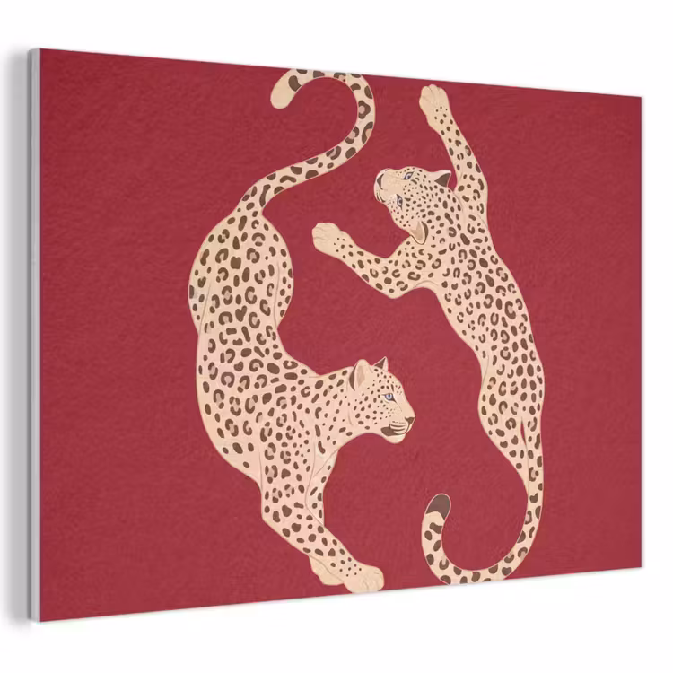 Dieren - Luipaard - Abstract - Rood - Modern PET vilt klein -3d