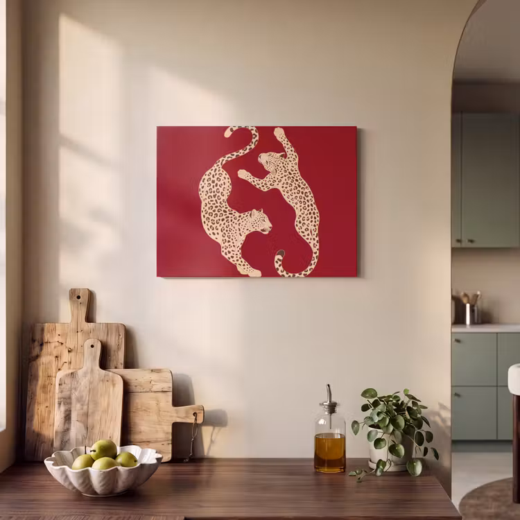 Dieren - Luipaard - Abstract - Rood - Modern PET vilt klein -sfeer2