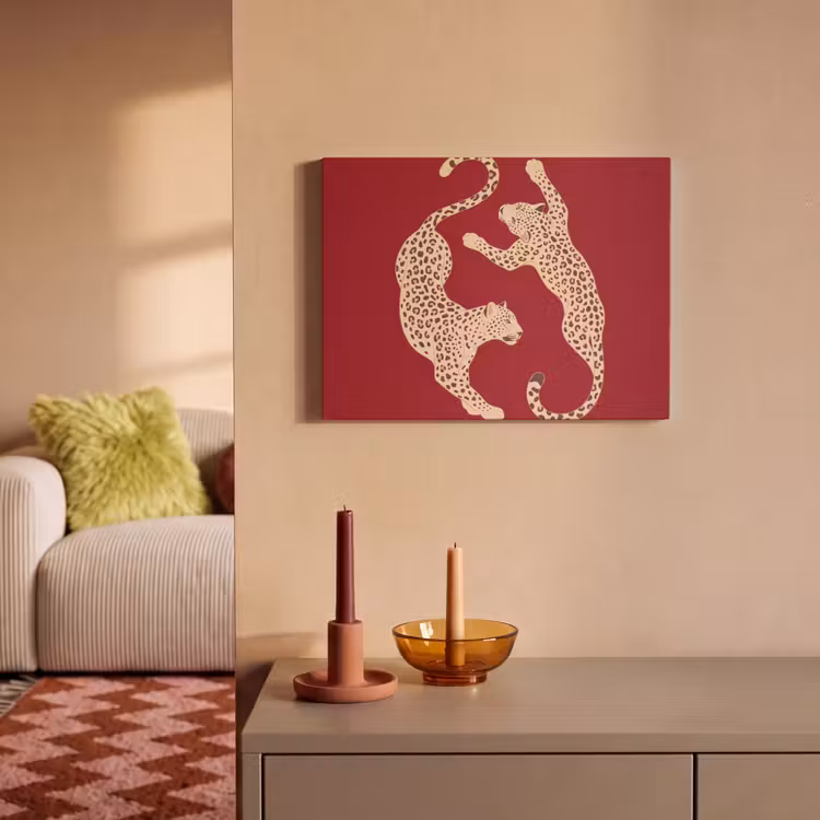 Dieren - Luipaard - Abstract - Rood - Modern PET vilt klein -sfeer1