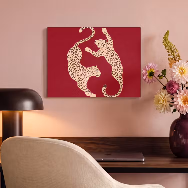 Dieren - Luipaard - Abstract - Rood - Modern PET vilt klein -sfeer3