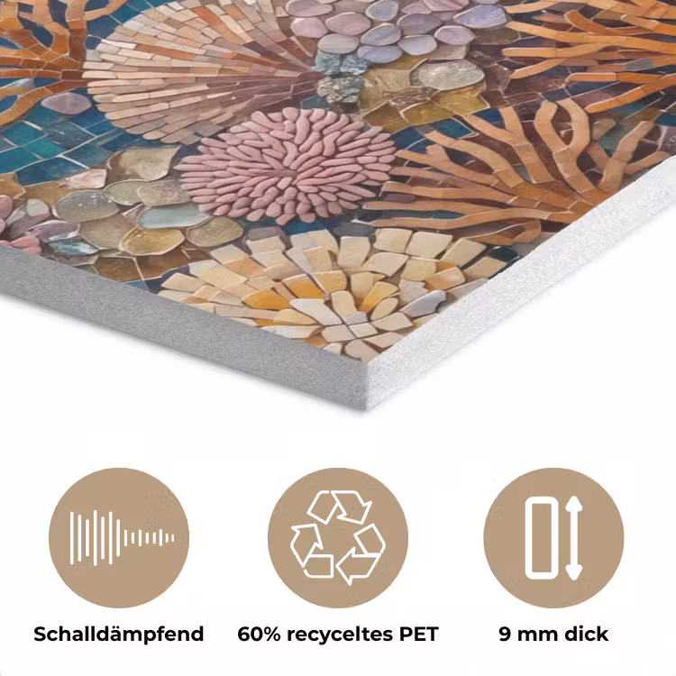Dieren - Mozaïek - Oceaan - Koraal - Blauw PET vilt klein -closeup_DE