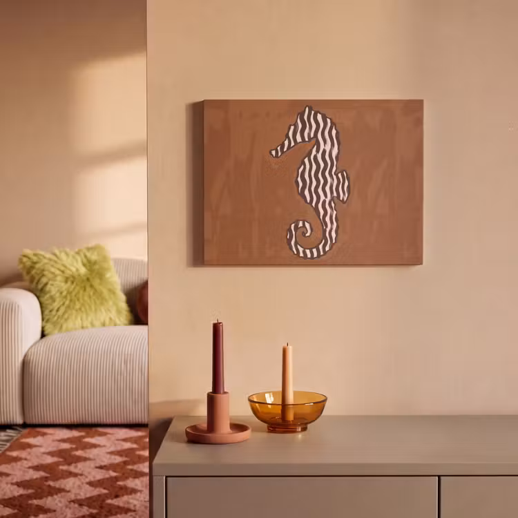 Dieren - Zeepaardje - Abstract - Bruin - Strepen PET vilt klein -sfeer1
