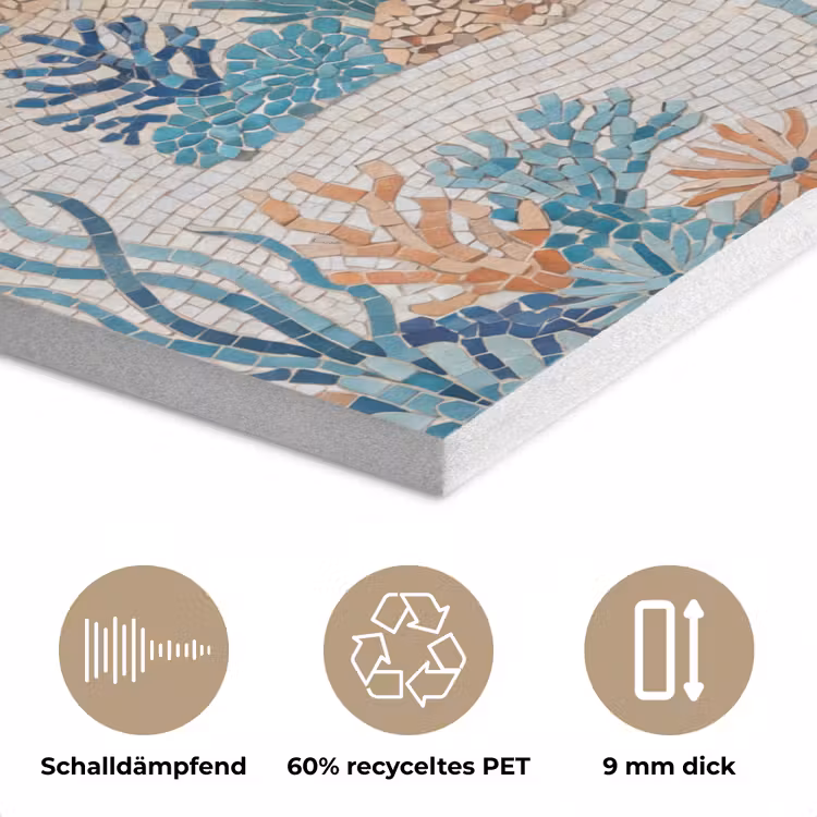 Dieren - Onderwater - Natuur - Mozaïek - Blauw PET vilt klein -closeup_DE