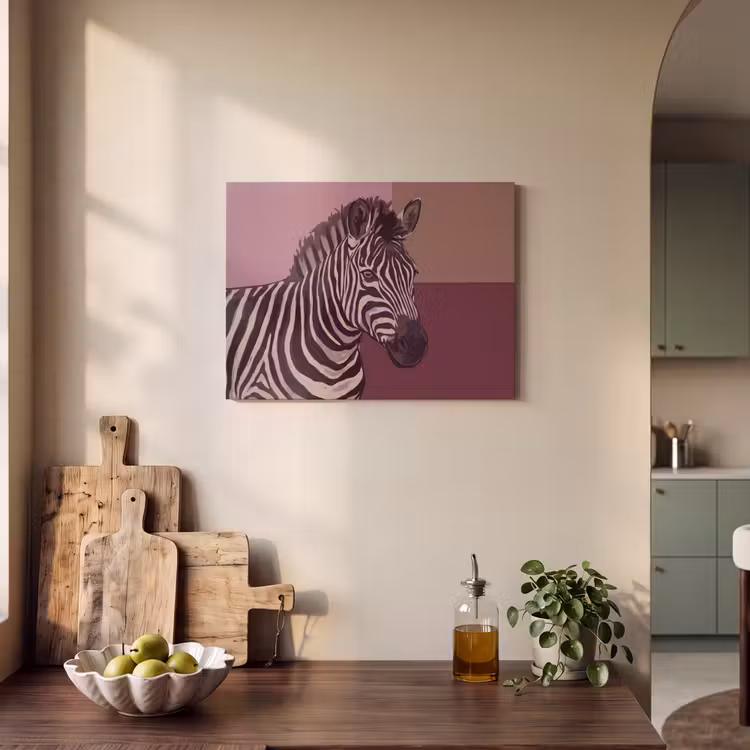 Dieren - Zebrahoofd - Wildlife - Modern - Bruin PET vilt klein -sfeer2