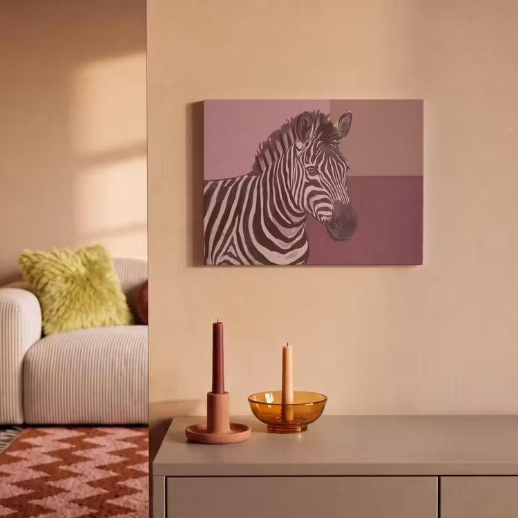 Dieren - Zebrahoofd - Wildlife - Modern - Bruin PET vilt klein -sfeer1