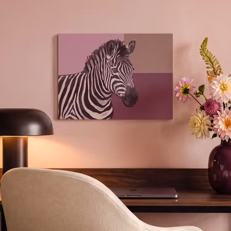 Dieren - Zebrahoofd - Wildlife - Modern - Bruin PET vilt klein -sfeer3
