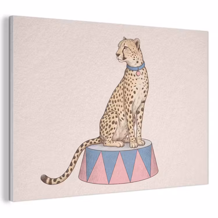 Dieren - Circus - Illustratie - Vintage - Roze PET vilt klein -3d