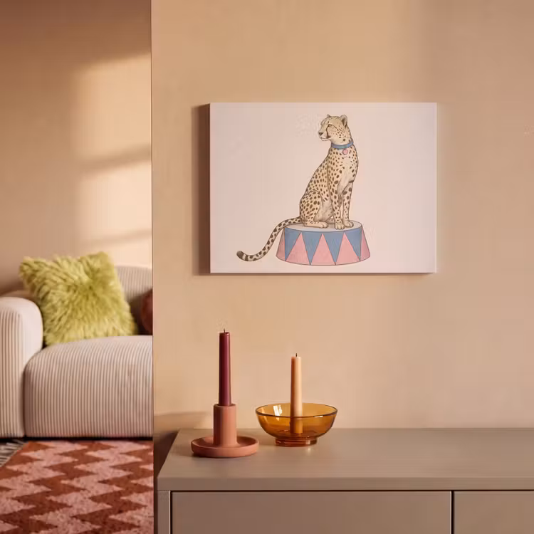 Dieren - Circus - Illustratie - Vintage - Roze PET vilt klein -sfeer1
