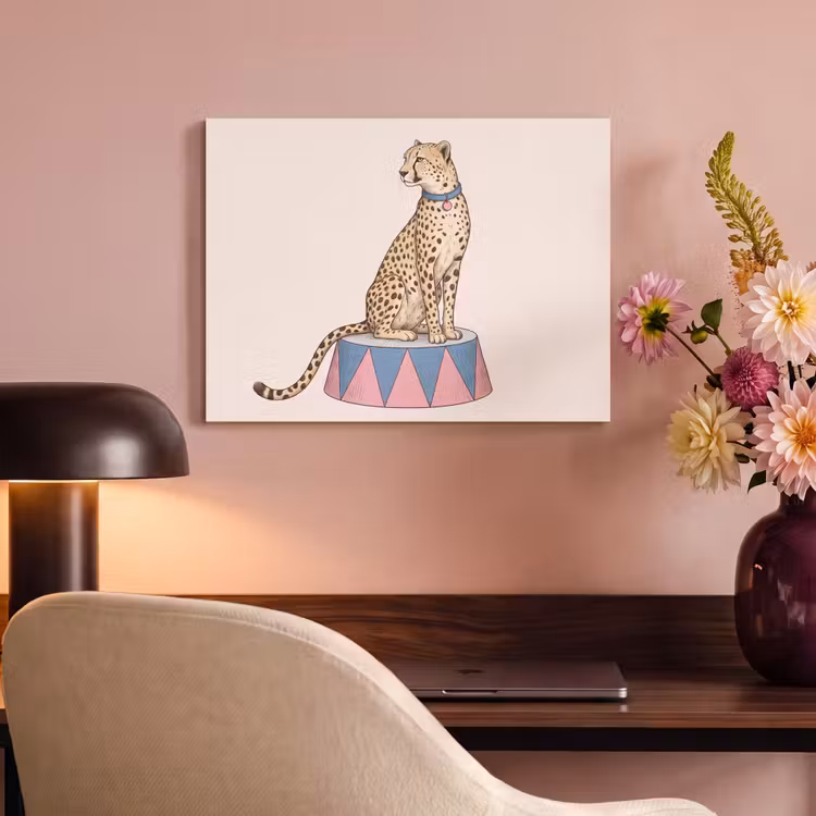 Dieren - Circus - Illustratie - Vintage - Roze PET vilt klein -sfeer3