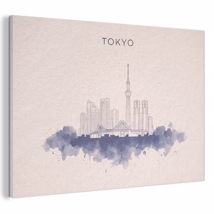 Tokyo - Skyline - Stad - Abstract - Blauw PET vilt klein -3d