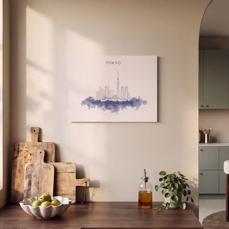 Tokyo - Skyline - Stad - Abstract - Blauw PET vilt klein -sfeer2