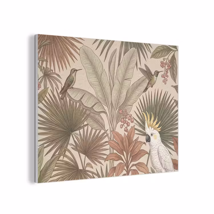 Tropisch - Vogels - Beige PET vilt klein -3d