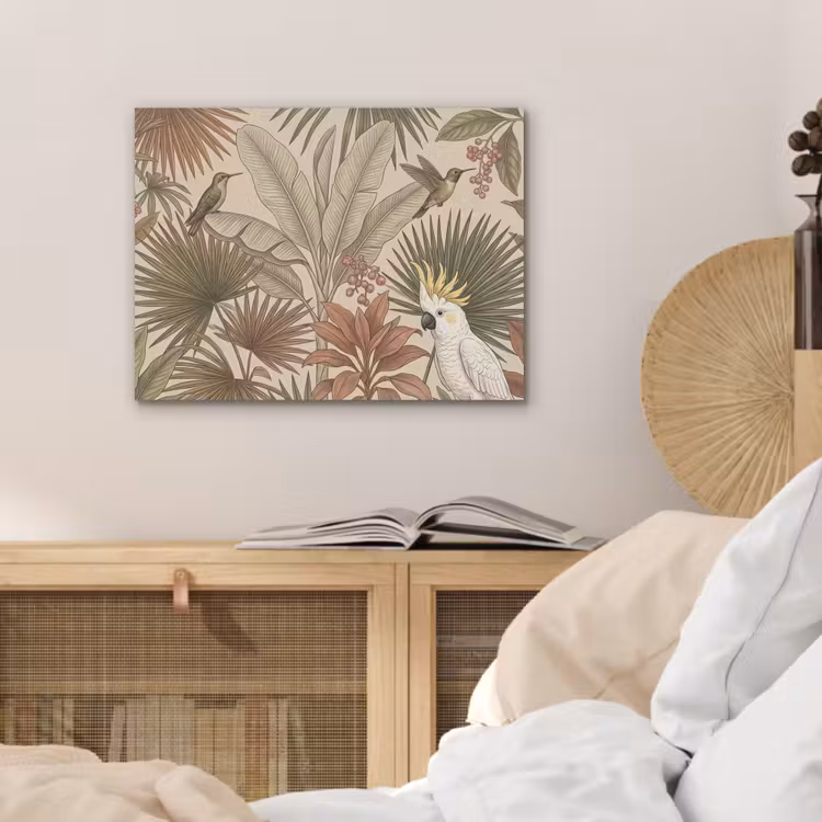 Tropisch - Vogels - Beige PET vilt klein -sfeer3
