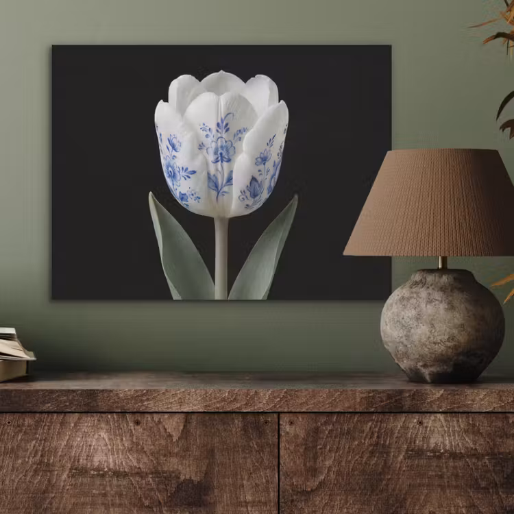Tulp - Patroon - Blauw PET vilt klein -sfeer2