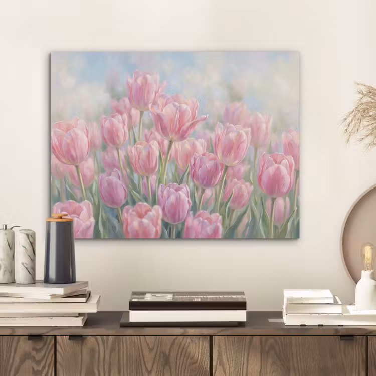 Tulpen - Veld - Lente - Roze PET vilt klein -sfeer1