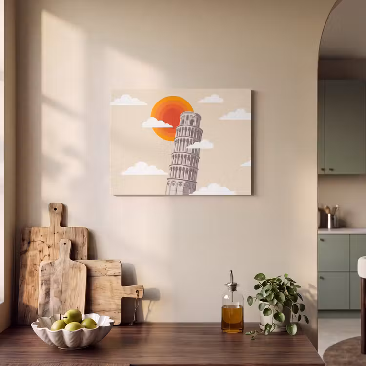 Toren - Pisa - Architectuur - Minimalistisch - Beige PET vilt klein -sfeer2